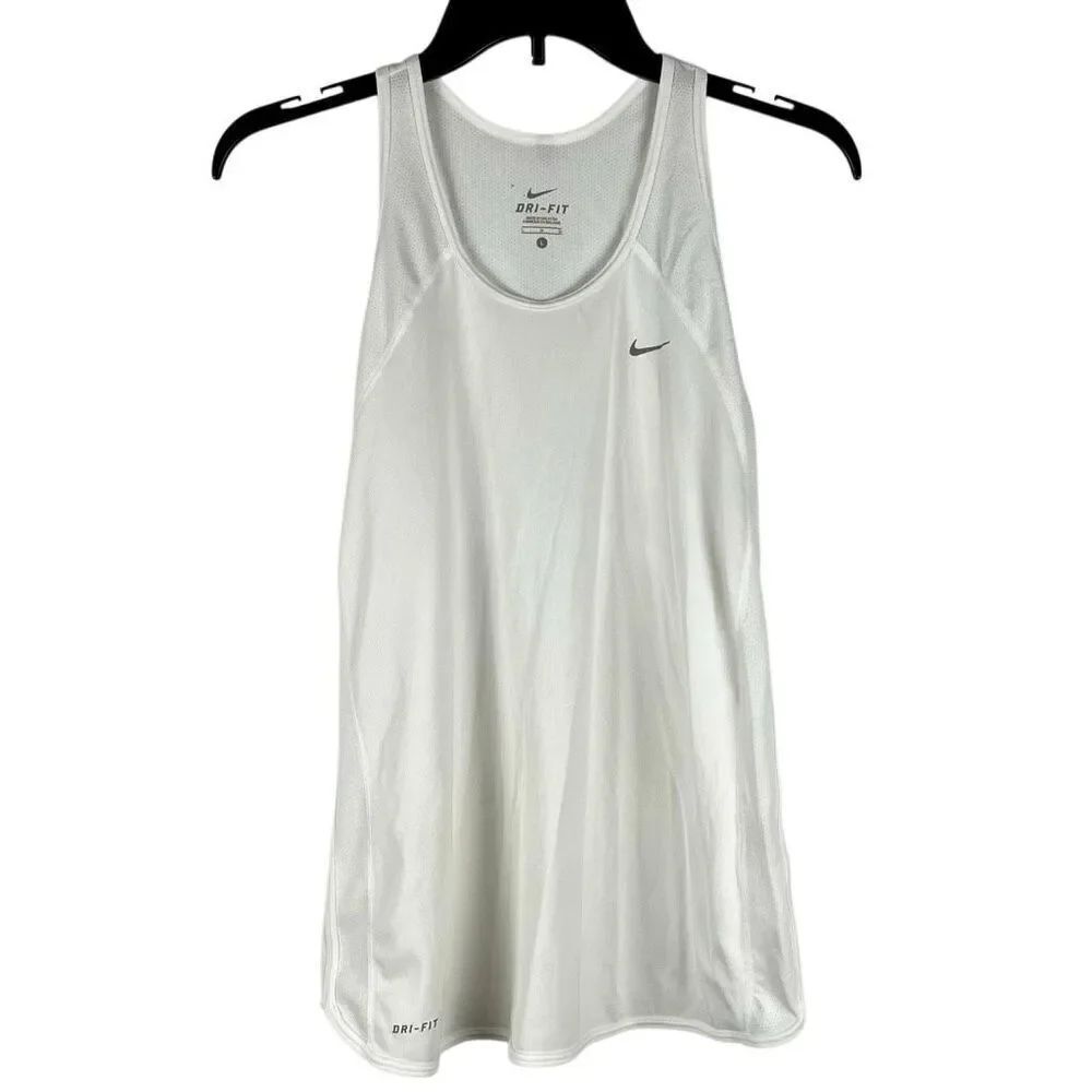 Nike Dri-FIT White Racerback Tank Top Large